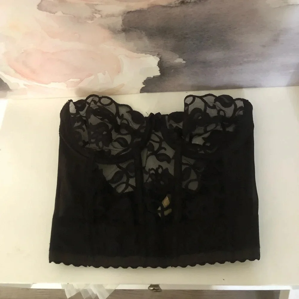. Vintage Victoria Secret Bustier Corset Black lace